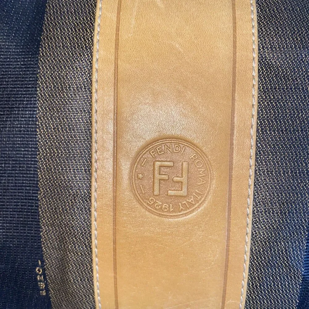 Vintage 80s Fendi Gorgeous Leather Stripe Handbag Purse - Picture 10 of 13